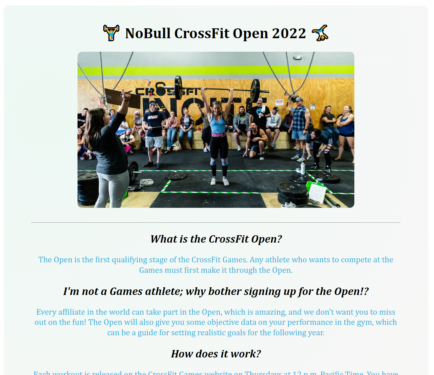 CrossFit Open webpage project preview